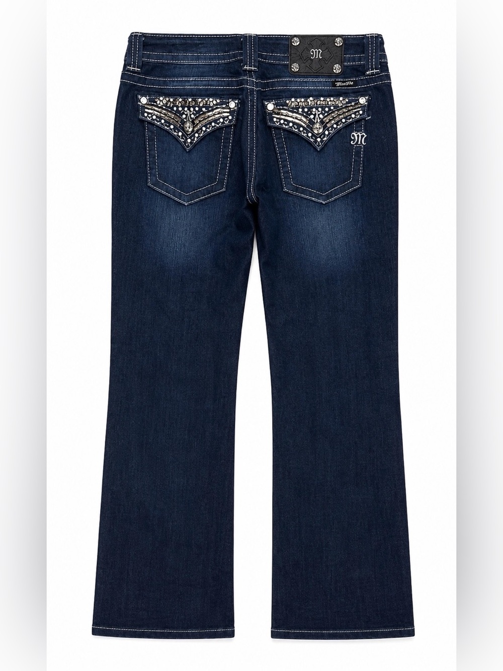Miss Me Embellished Rhinestones Embroidered Black Tag Low Rise Denim Jeans 29